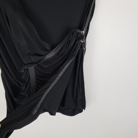 Cache Ruched Pencil Skirt Side Zipper Black Draping Cocktail Whimsigoth Size 6 - Picture 5 of 8